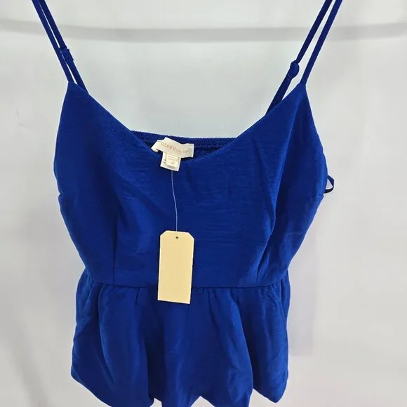 Monteau Los Angeles Royal Blue Back Ruched Lined Adjustable Strap Top Medium - Picture 6 of 8